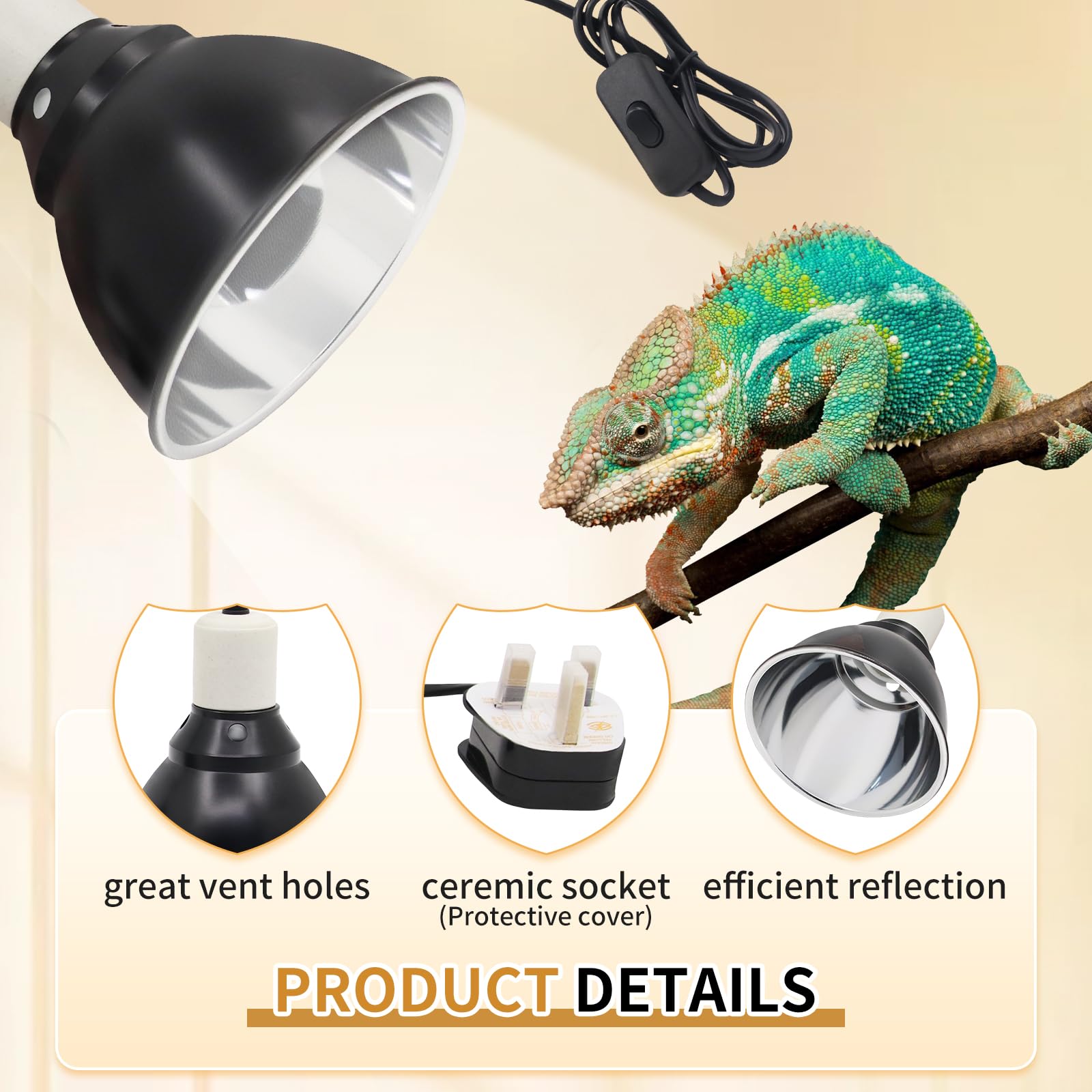 Houtokit Reptile Heat Lamp Holder with Clip - Image 3
