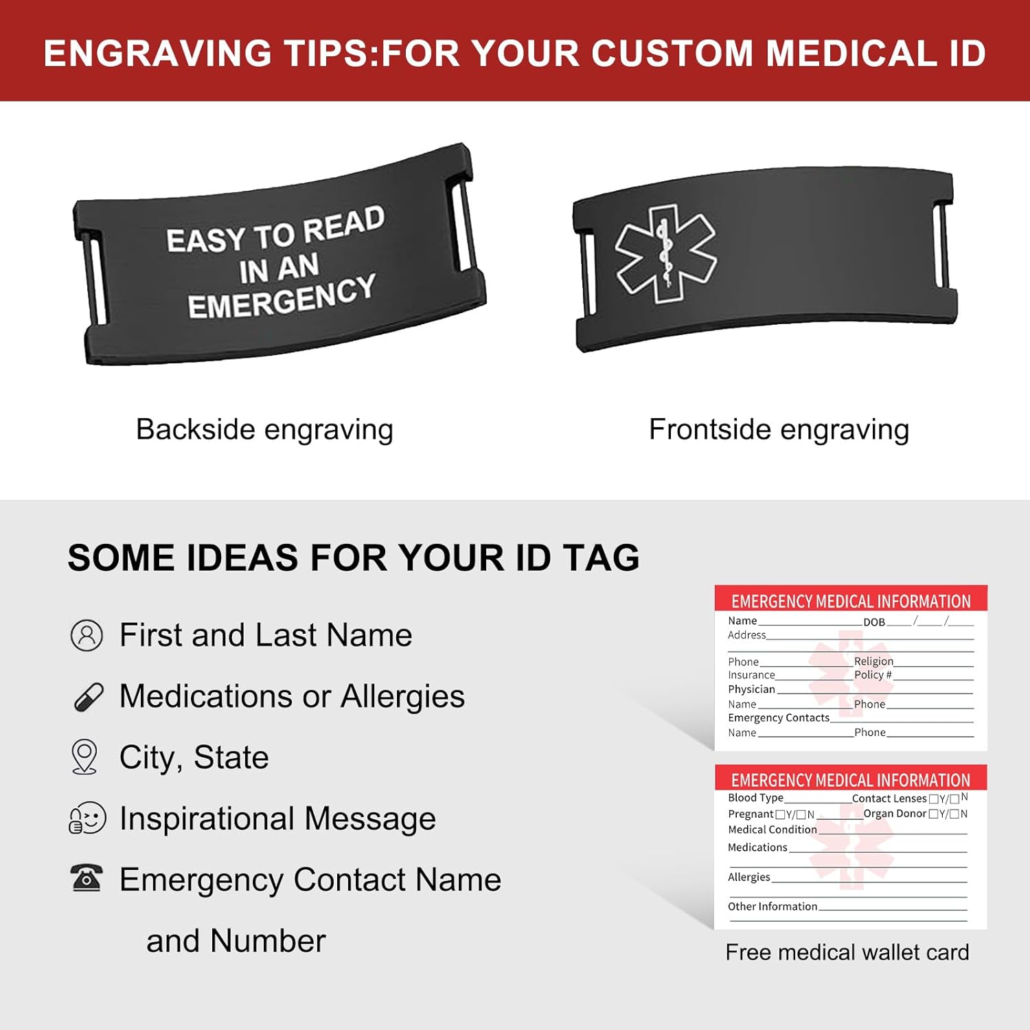 Personalized Medical Alert Bracelet - Magnetic Silicon Customized Emergency ID Bracelet, Engraved Medic Info Wristband for Autism, Allergy, Diabetes, Epilepsy - Image 8