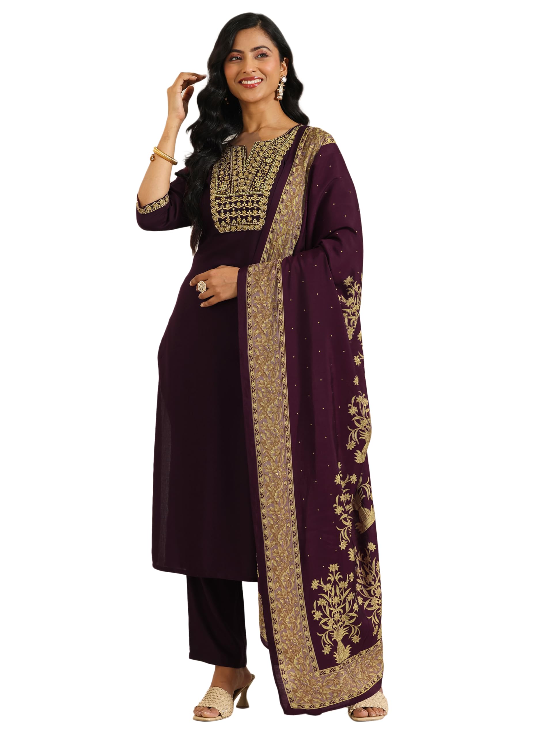 libas Yoke Design Viscose Straight Kurta With Trousers and Dupatta-picture-15