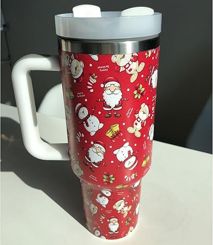 Miniatura 7 de Vaso Stanley de Navidad, vaso de 40 onzas con asa, taza aislada de acero inoxidable para Halloween y Navidad (A7)
