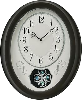 Oval Chime Wall Clock, 18 Melodies, Crystal Decoration, Light Sensor and Volume Control, Elegant Home Decoration Suitable for Offices, Homes, bathrooms, Kitchens,
