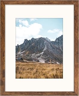 Brown 11x14 Picture Frame with Mat for 8x10 Display, Rustic Wall Photo Frame for Horizontal and Vertical, 1 Pack