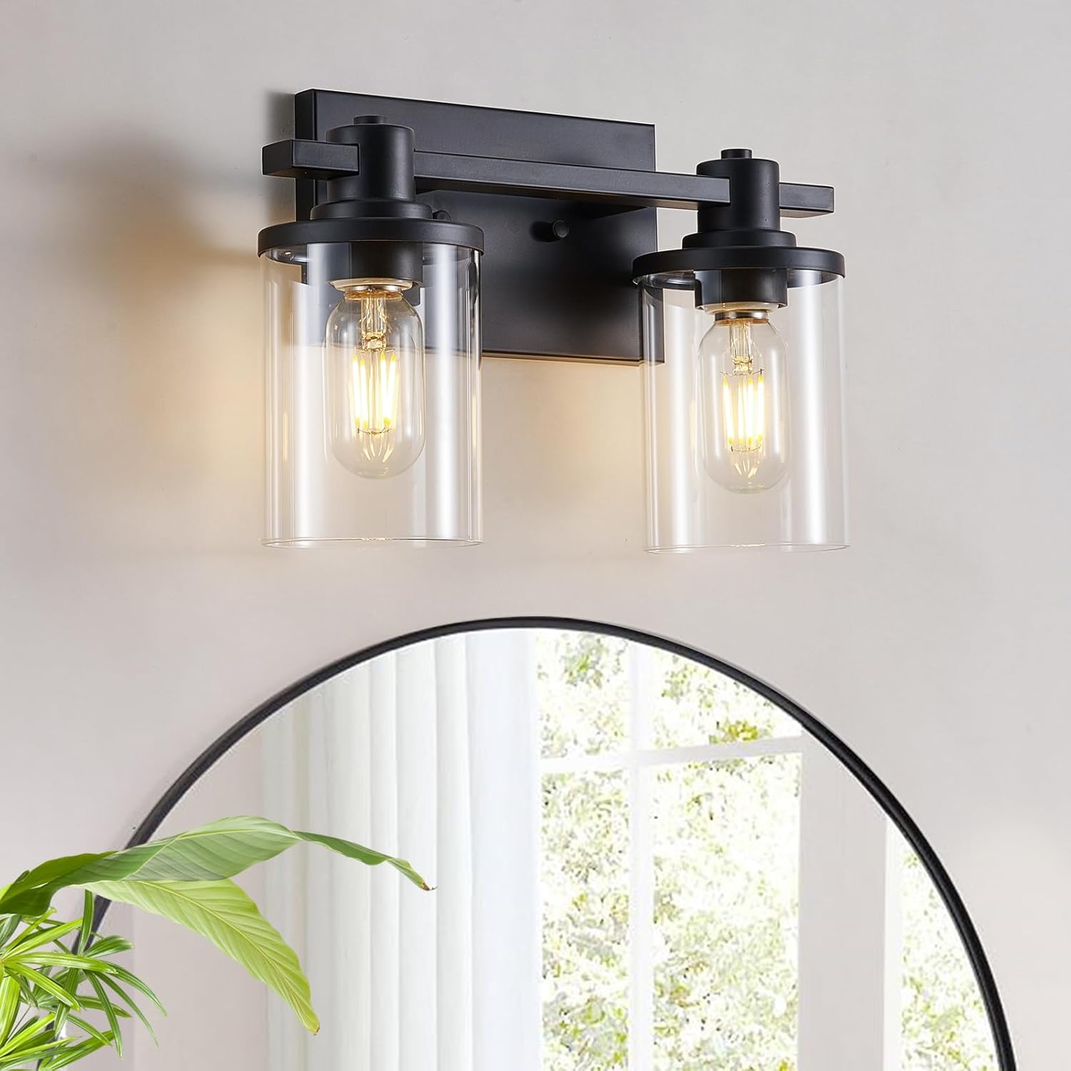 DADUL 2 Light Bathroom Vanity Light, Modern Matte Black Bathroom Lights