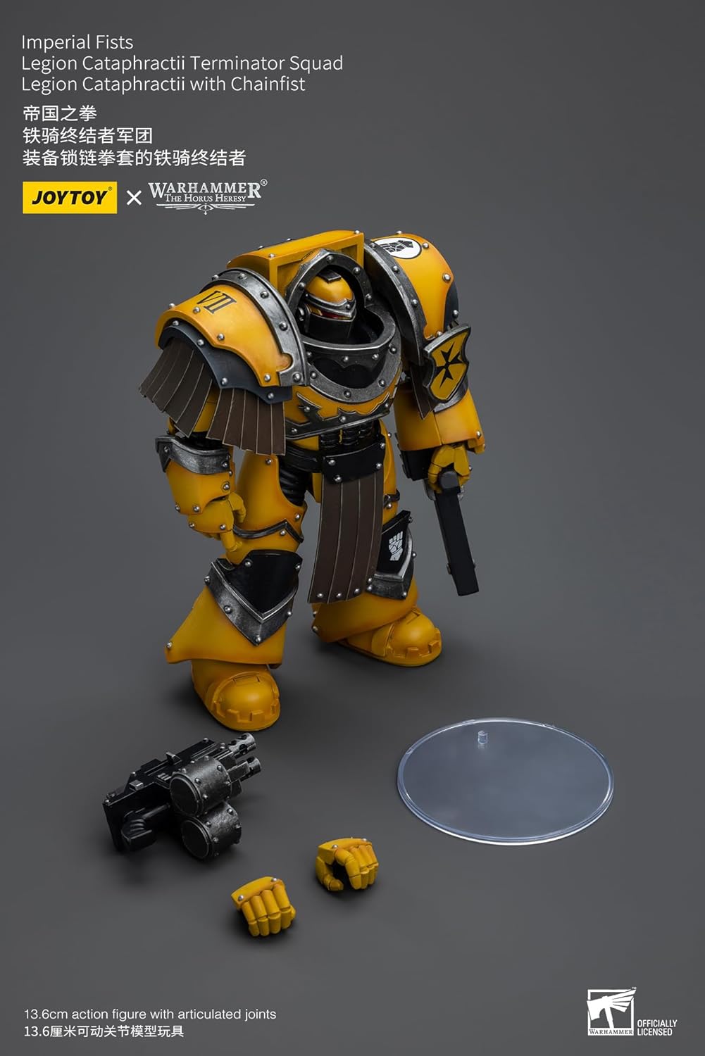 JoyToy Warhammer 40K: Imperial Fists Legion Cataphractii Terminator Squad Legion Cataphractii with Chainfist 1:18 Scale Figure