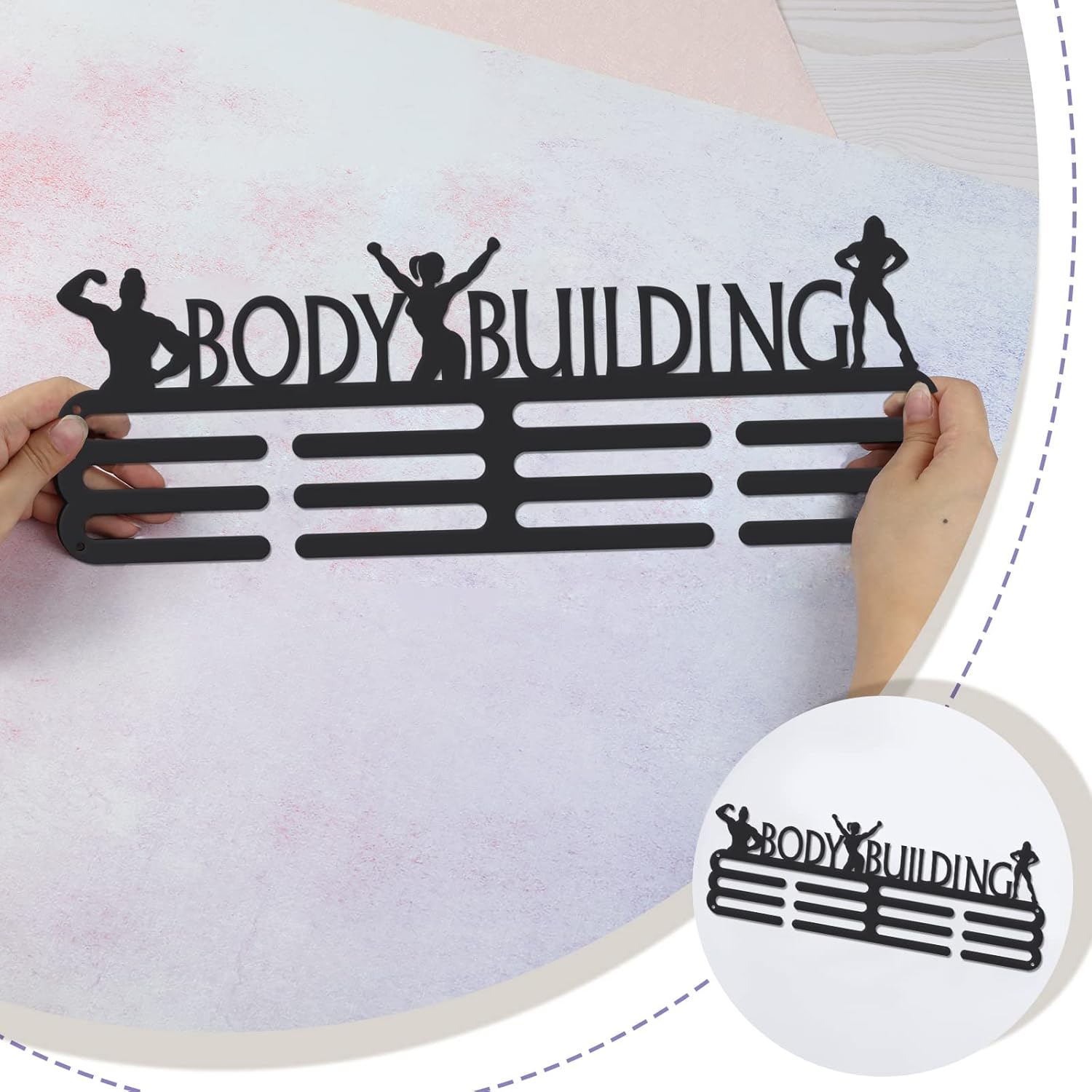 SUPERDANT Medal Hanger Display Holder Body Building Female Sport Iron Hook Rack Frame Medal Hanger Awards Ribbon Wall Mounted Award Holder for Over 60+ Medals