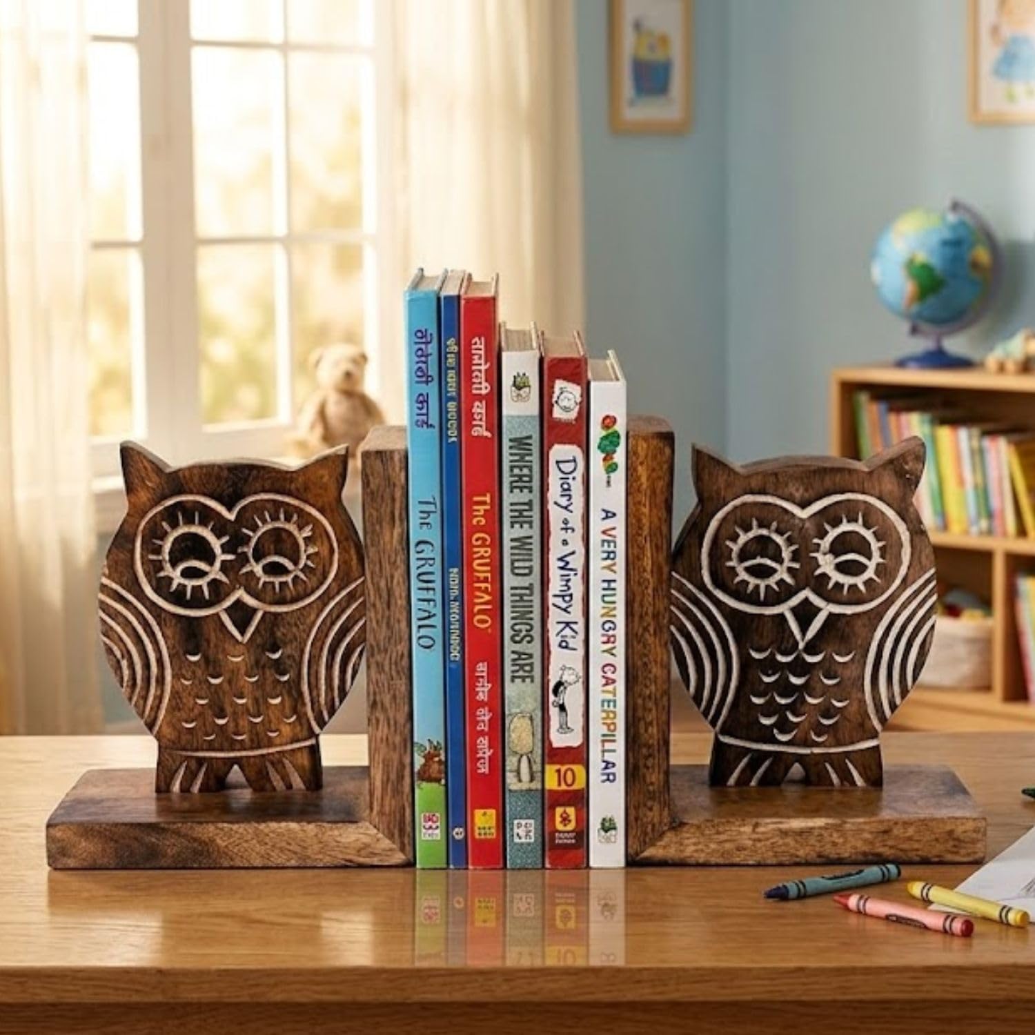 Solid Mango Wood Book Shelf | Home Bookcase | Office Desk Accessories |Display Unit Book Stand | Easy Assembly,Perfect for Office, Home Accessories Book Holder Magazine Stand-image-42