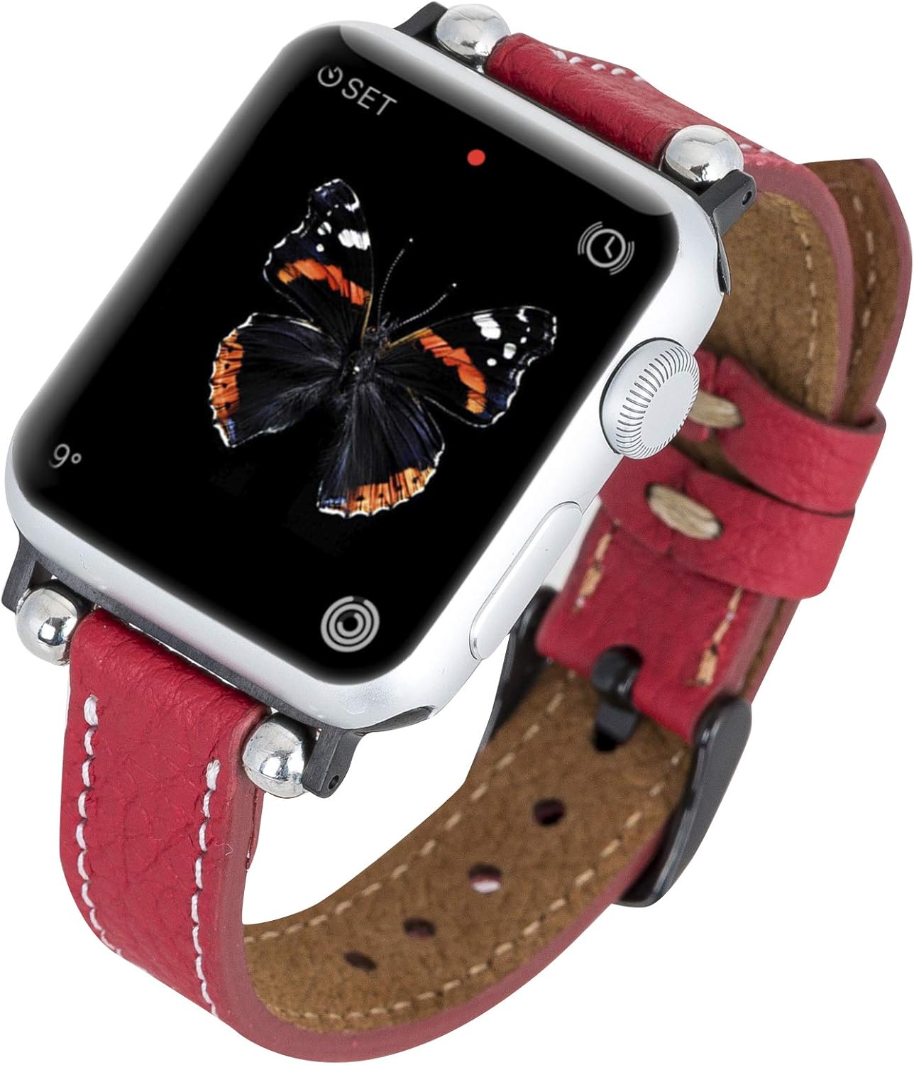 Venito Foggia Leather Watch Band Compatible with Apple Watch Series 1, 2, 3, 4, 5, 6, 7, SE, w/Stainless Steel Hardware