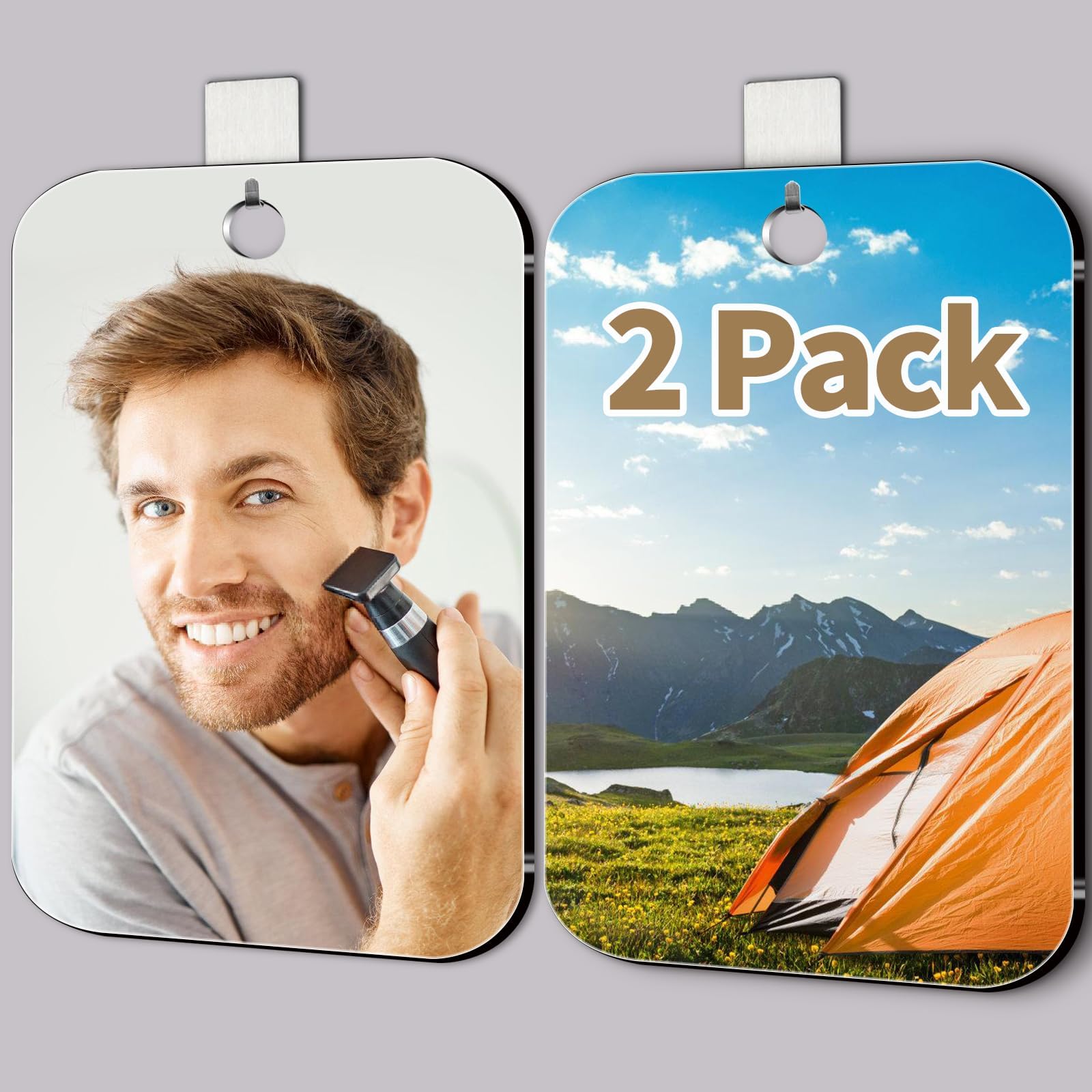 Unbreakabl Miro Women's Silver Shower Mirror Fogless For Shaving, Unbreakable Shaving Mirror For Shower,2 Pack Large 11 X 8 Inch,Shatterproof Plastic Small Wall Mirrors For Travel, Little, Camping, Hanging Espejos