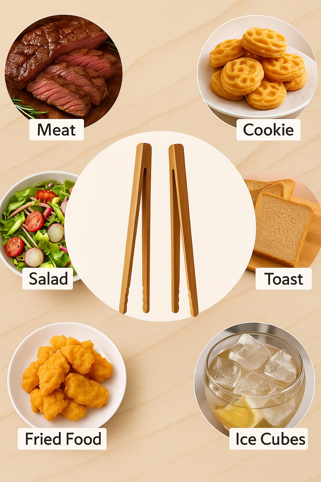 Juego de 2 pinzas para tostadas de bambú de 7 pulgadas, para tostadora, pequeñas pinzas de cocina, resistentes al calor, utensilios de cocina naturales para tostadas, tocino, pepinillos, bagels 4