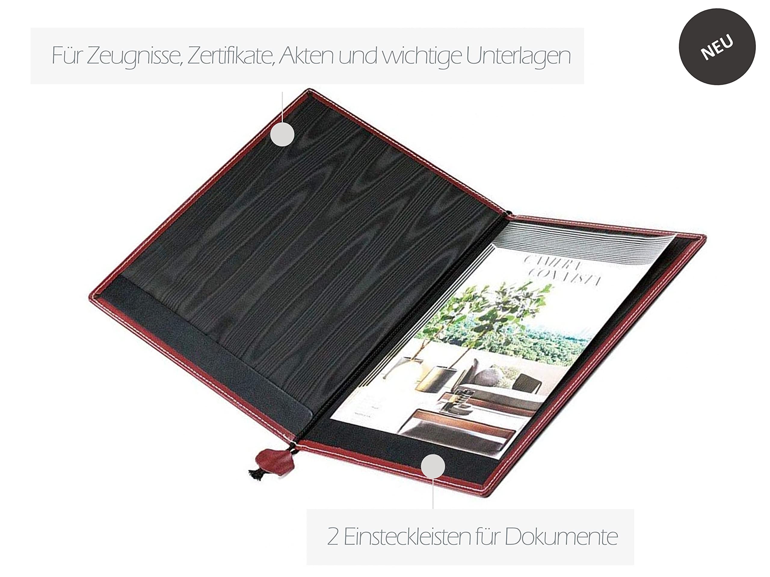 DELMON VARONE Chemise à Certificats En Cuir Cambridge – Personnalisable, Format A4, 2 Pochettes