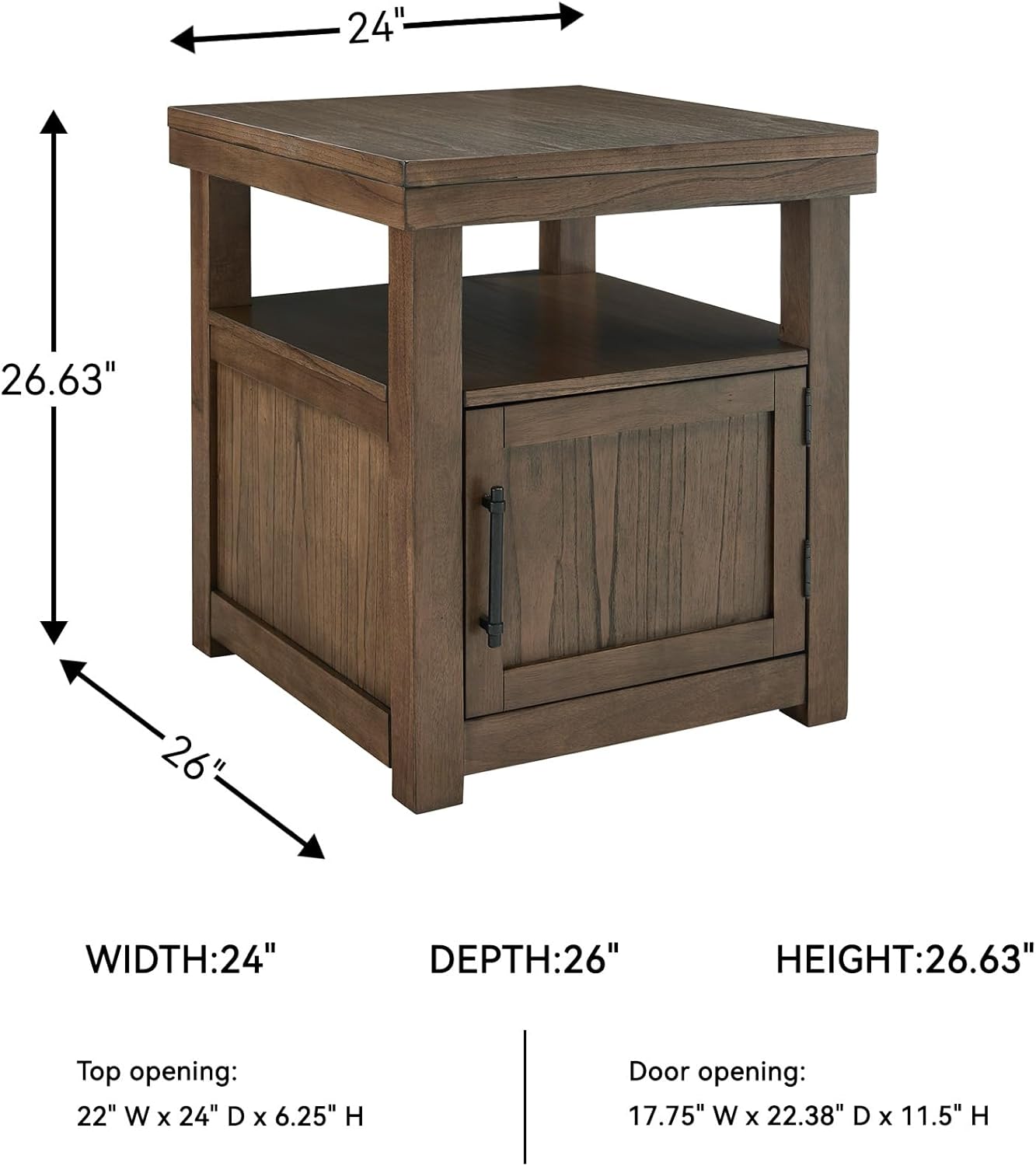 Signature Design by Ashley Boardernest Casual End Table with 1 Open Shelf and 1 Cabinet, Dark Brown