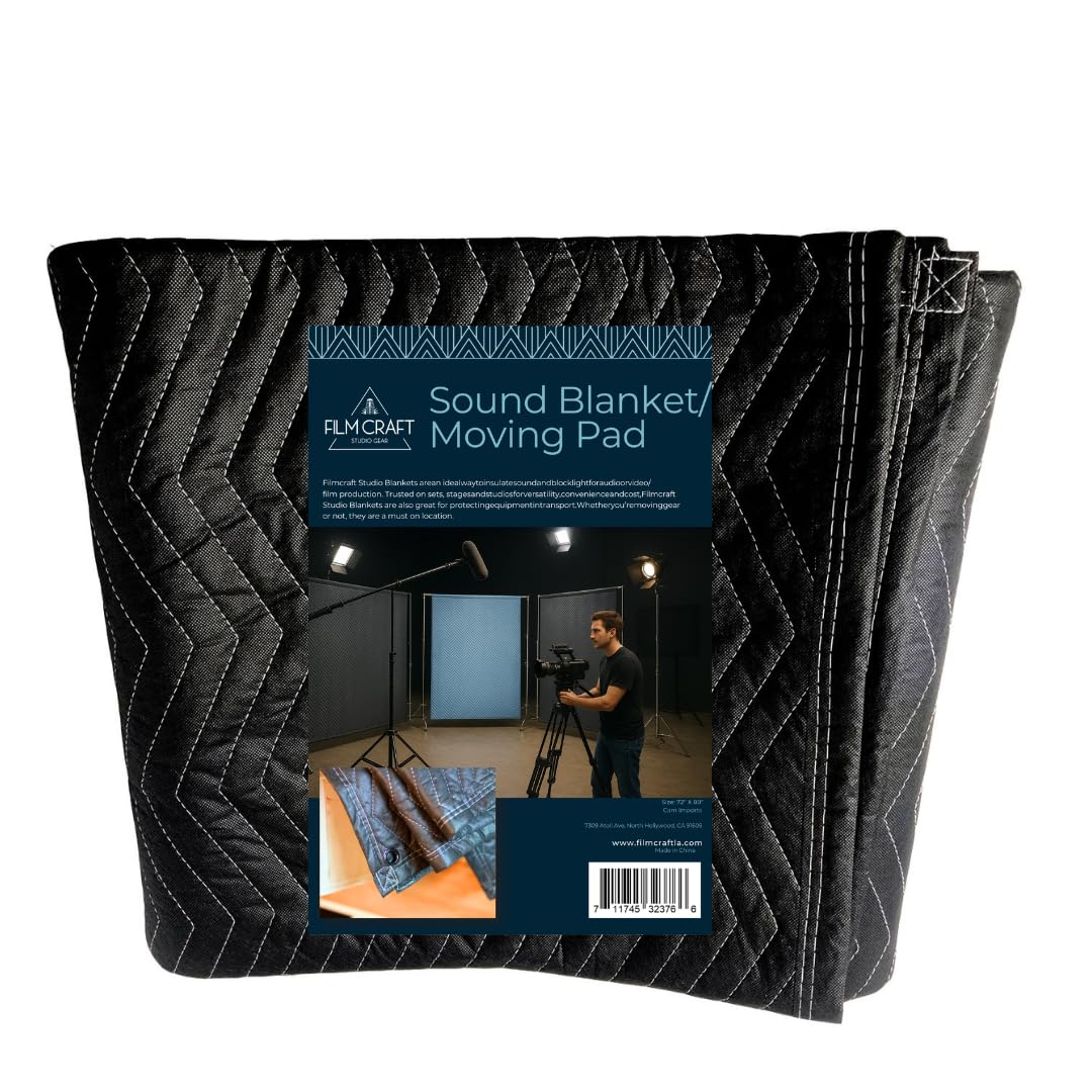 Filmcraft Studio Sound Blanket with Grommets 72 by 80 inch Heavy Duty Polyester (Single Blanket)