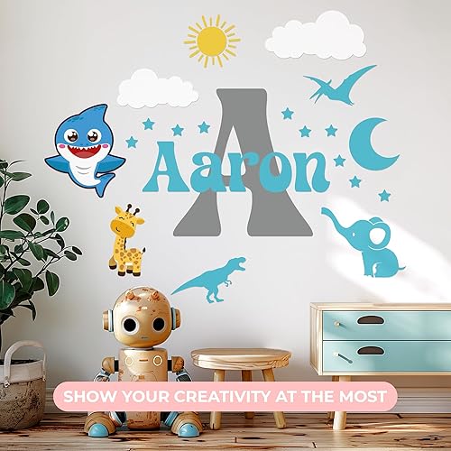 Miniatura 5 de Calcomanía de pared con nombre personalizado e inicial, calcomanía de pared mural para el hogar, dormitorio de los niños, automóvil y portátil