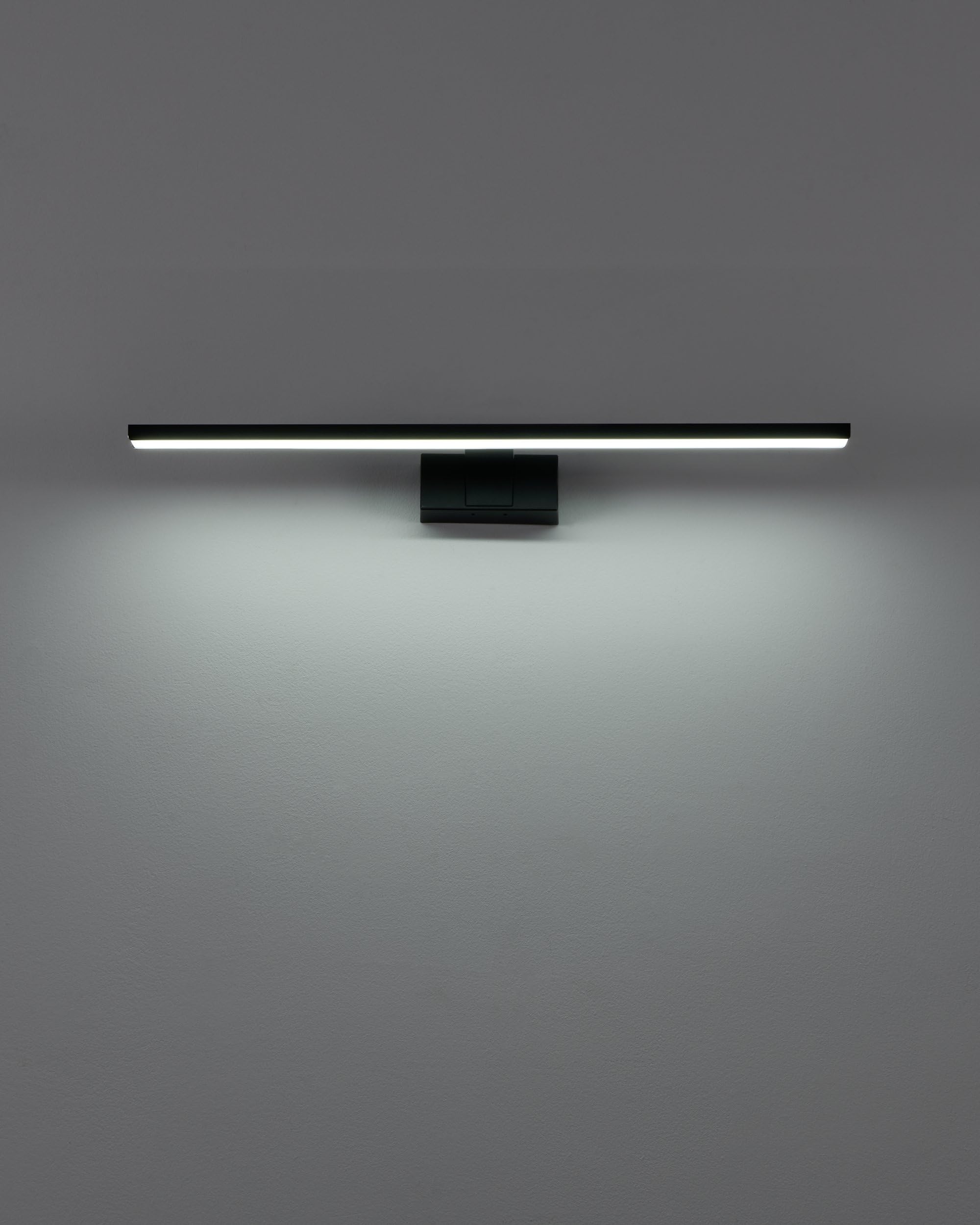 EGLO LED Spiegelleuchte Conettilla, Lampe Spiegel Badezimmer | Spiegellampe aus Aluminium in Schwarz und Kunststoff in Weiß, warmweiß - kaltweiß, IP44, L 60 cm
