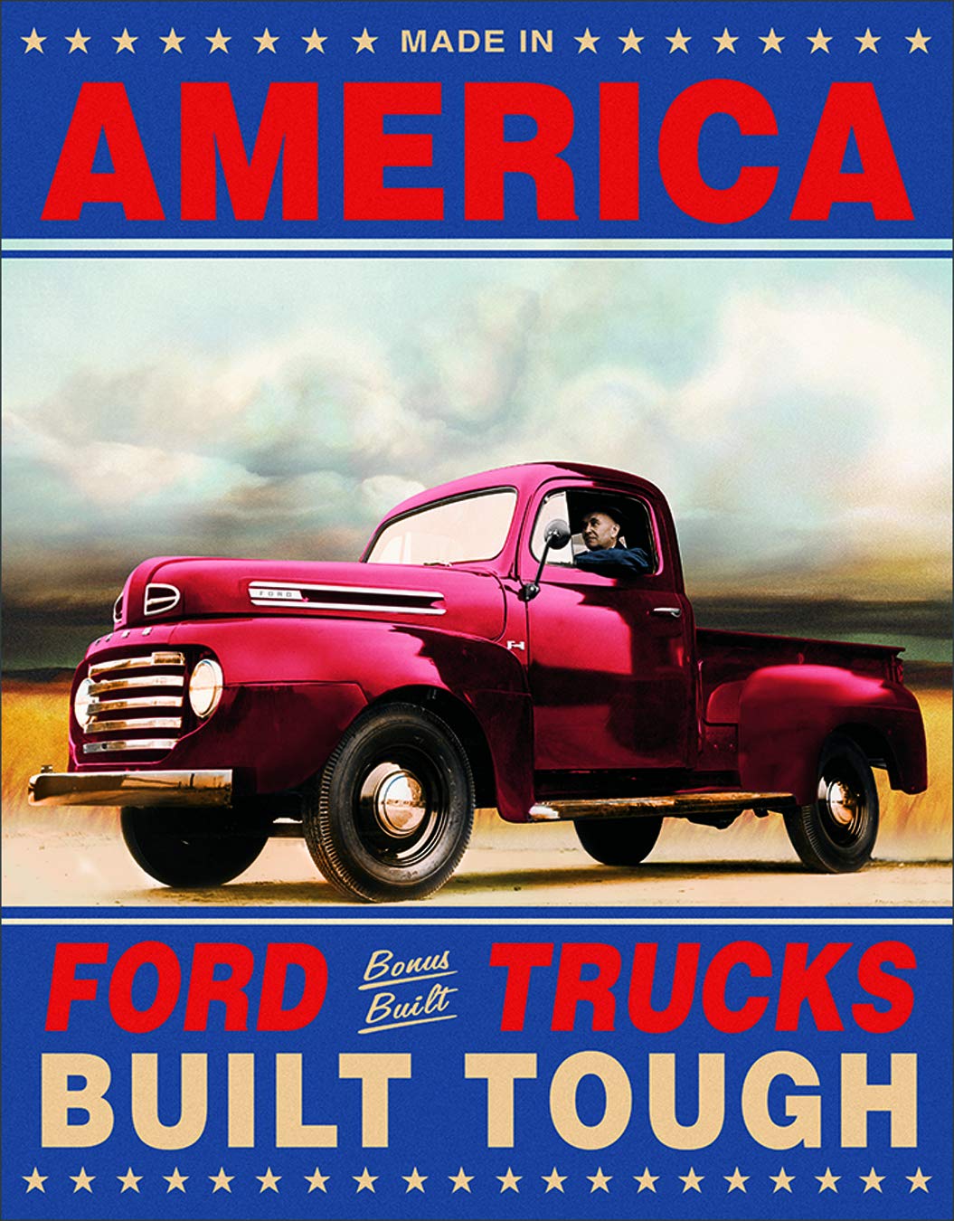 Desperate EnterprisesFord Trucks Built Tough Tin Sign, 12.5" W x 16" H
