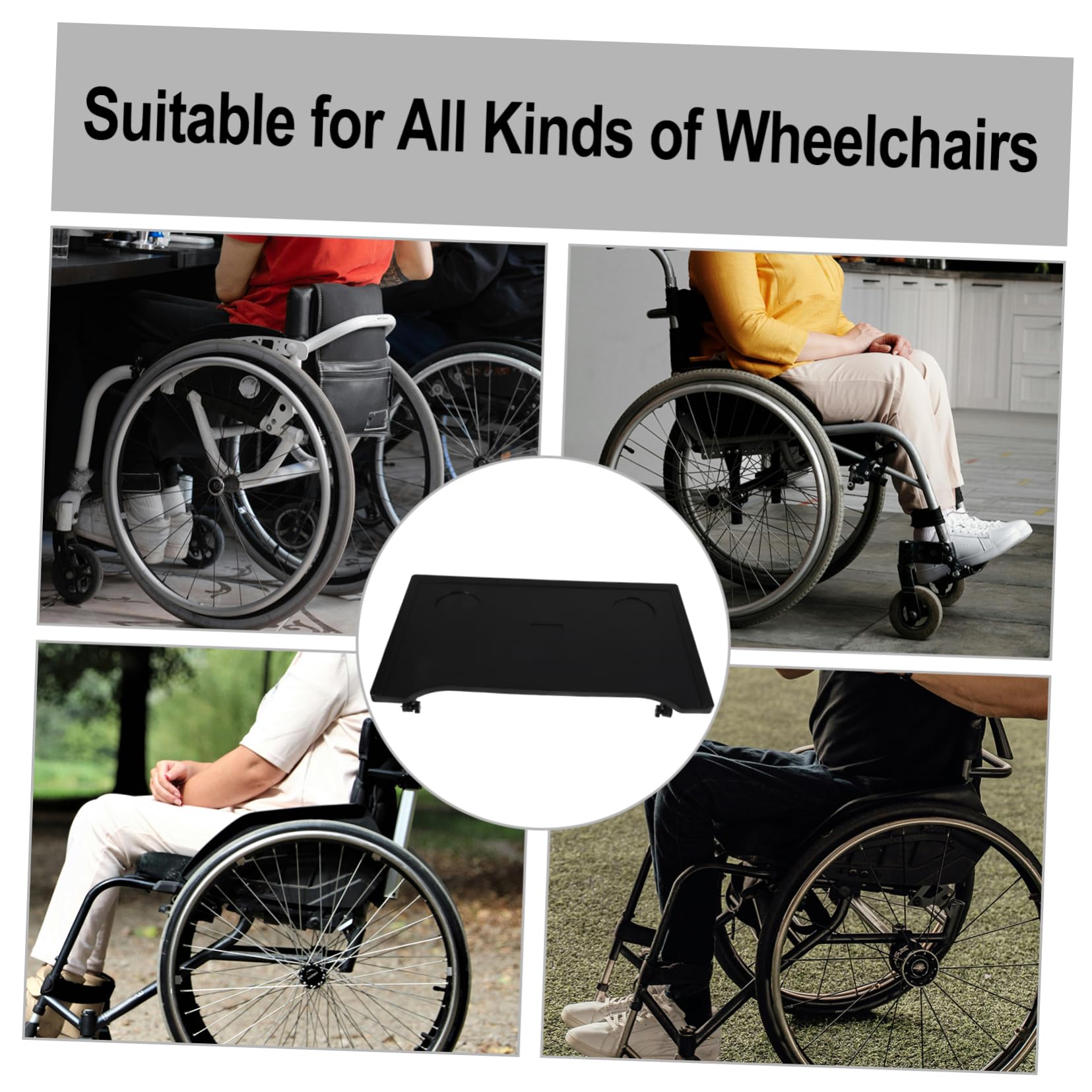 Ipetboom Mesa Plegable Comedor para Silla de Ruedas con Bandeja de Plástico Pequeña y Portavasos, Superficie Cómoda y Ligera para Uso en Comedor Interior y Exterior