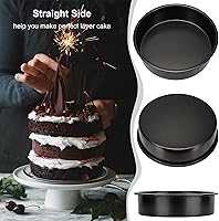 Vista 5 de 8 Inch Cake Pan Set of 3, Nonstick Baking Pans Set with 100PCS Pre-cut Parchment Paper for Layer Cakes, Durable Round Cake Pans Sets for Baking for