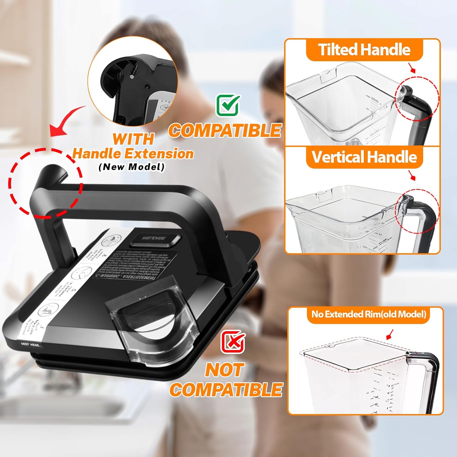 BL660 BL770 Pitcher Replacement Locking Lid for Ninja,72 OZ Blenders Replacement Parts,Locking Lid Replacement Top Cover New Square Compatible with BL770AMZ BL740 BL772Q BL773CC0 BL665Q