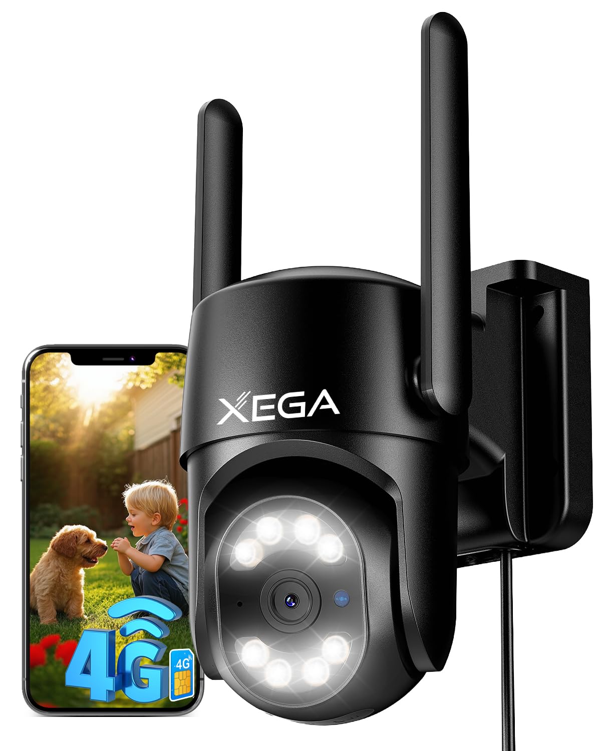 Xega 4G Camera De Chasse Solaire Avec Carte Sim, 2K 3MP IP