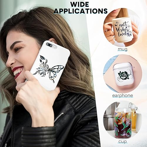 Miniatura 5 de Tintnut Vinilo permanente  12 hojas de 12 x 10 pulgadas, hojas de vinilo adhesivo permanente de mármol con patrón dorado acuarela para máquina de