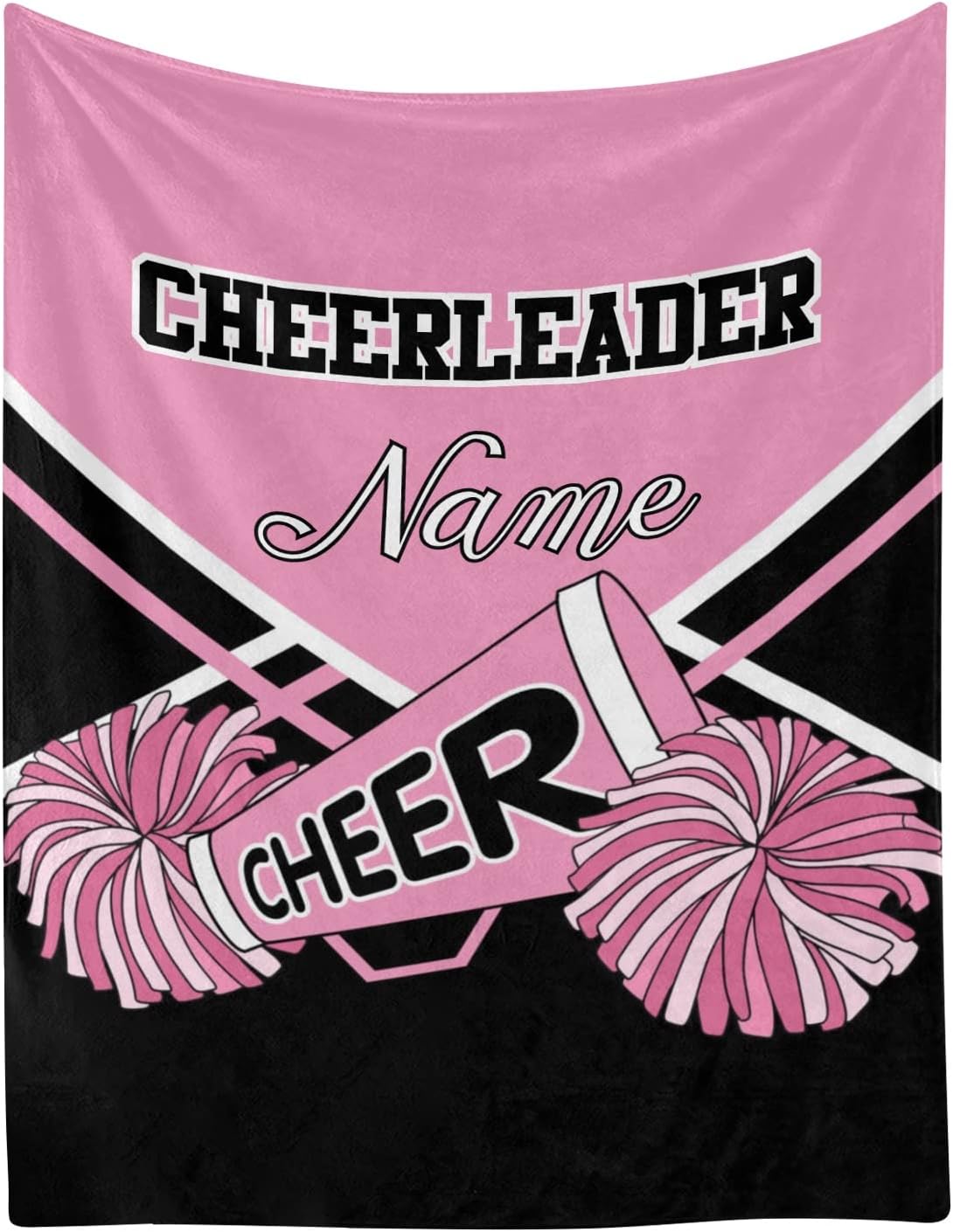 Cheerleader Dark Red White & Black Personalized Blanket with Name Soft Fleece Throw Blankets for Men Women Birthday Wedding Gift 50X60 inch