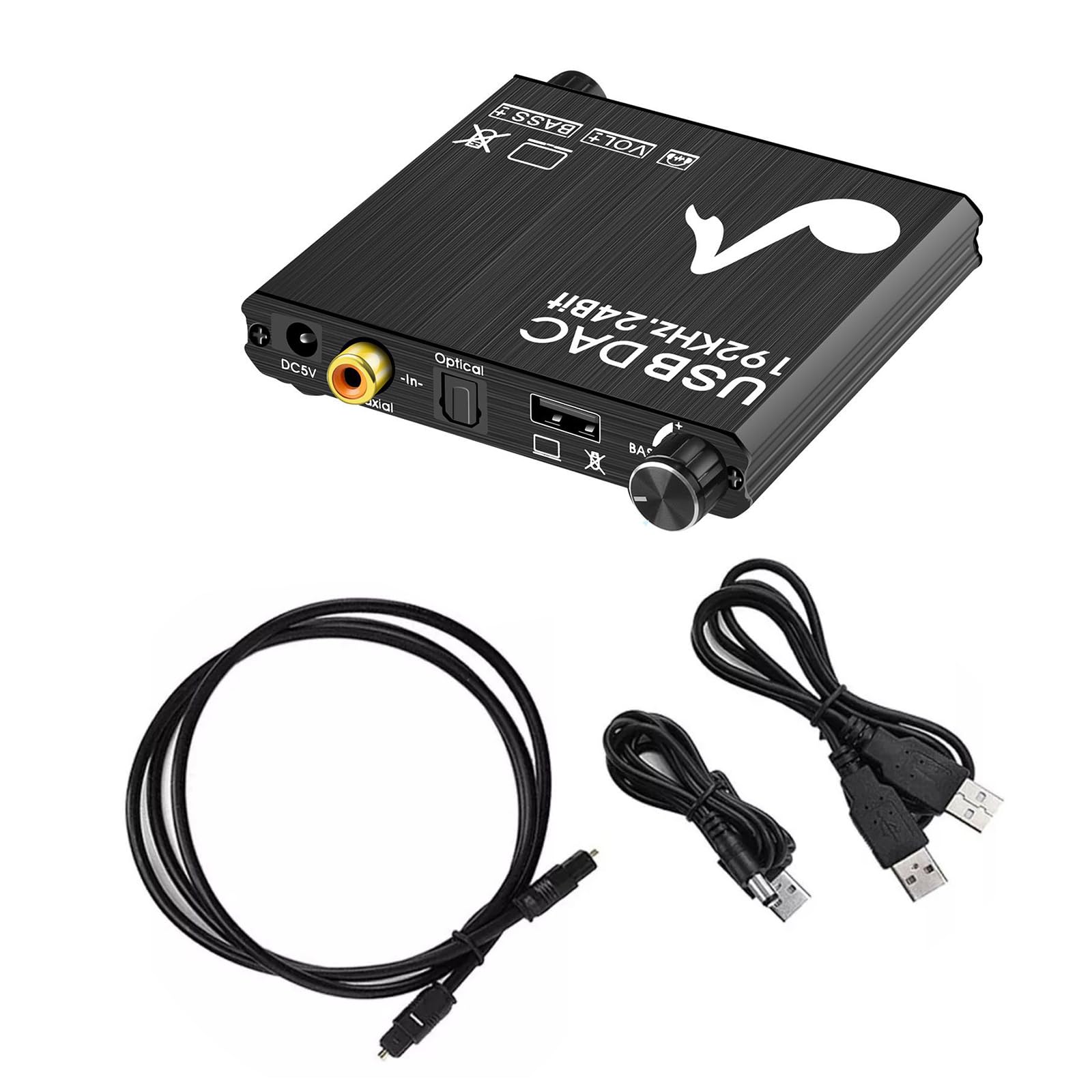 Digital to Analog Audio Converter, DAC Digital Coaxial Optical to Analog 3.5mm Jack RCA (L/R) Stereo Audio Adapter