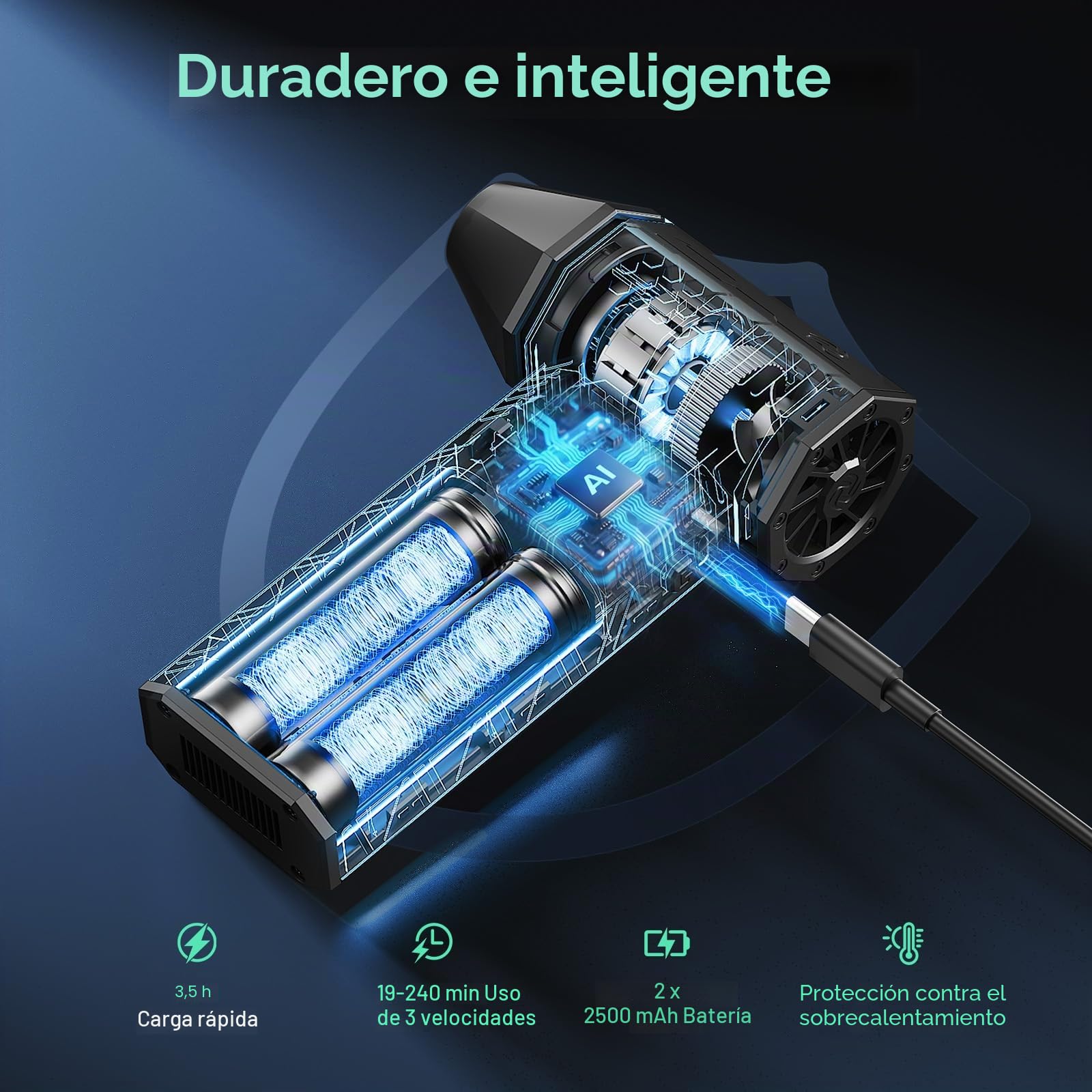 Yoton Soplador de Aire Eléctrico Inalámbrico 110.000 RPM, Reemplaza el Aire Comprimido, Limpiador de Teclado Recargable 3 Velocidades, para PC, Portátil, Cámara, Coche y Exteriores