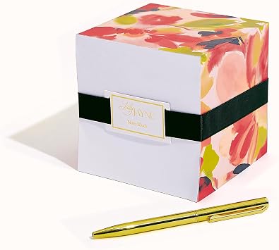 Lady Jayne Note Cube, Desk Essentials for Women - Large Desktop Note Block with 800 Sheets and Printed Sides - 4 x 4 Hazy Florals (80868)
