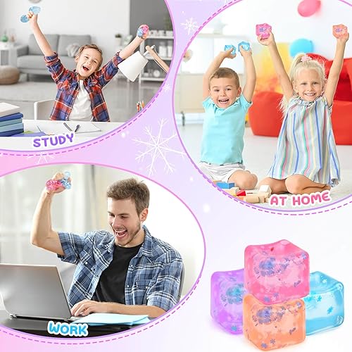 Miniatura 6 de Cubo de hielo Fidget Toy para todas las edades paquete de 4 cubos suaves sensoriales Fidget cubo de hielo bola de estrés Squishy Cube Juguetes para