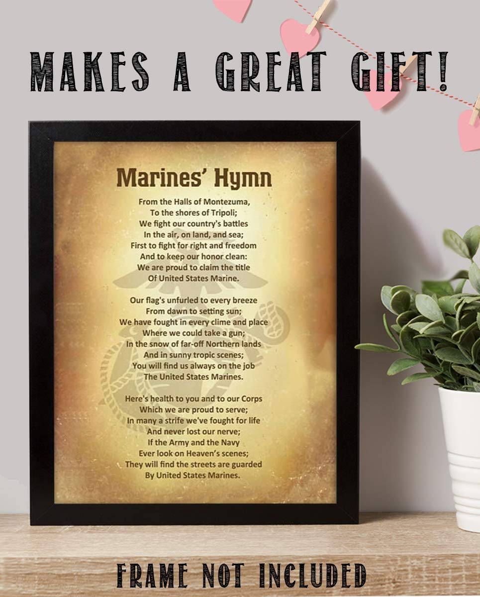 Buy Marine Corps Hymn Song Wall Art w/Logo Silhouette 8 x 10" Wall