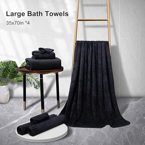 Miniatura 6 de CHINO Toallas de baño, 2 toallas de baño extra grandes, 2 toallas de mano, 4 toallas de baño suaves de microfibra súper absorbentes, toallas de baño