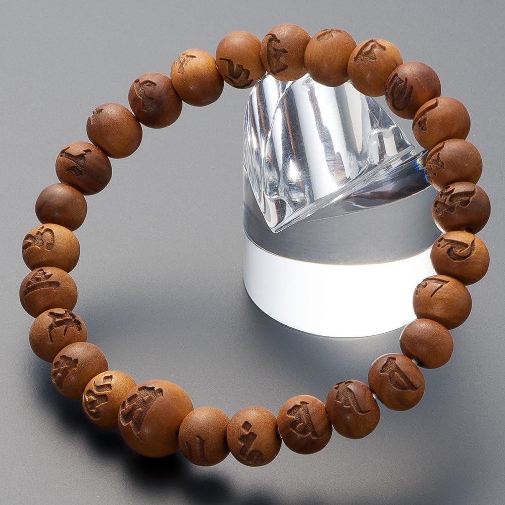Buddhist altaya Takita Shoten Special Selection Wristlet Prayer Beads, Wooden Ball Bracelet, Engraved with Luminous Shingon, Indian Sandalwood, 0.3