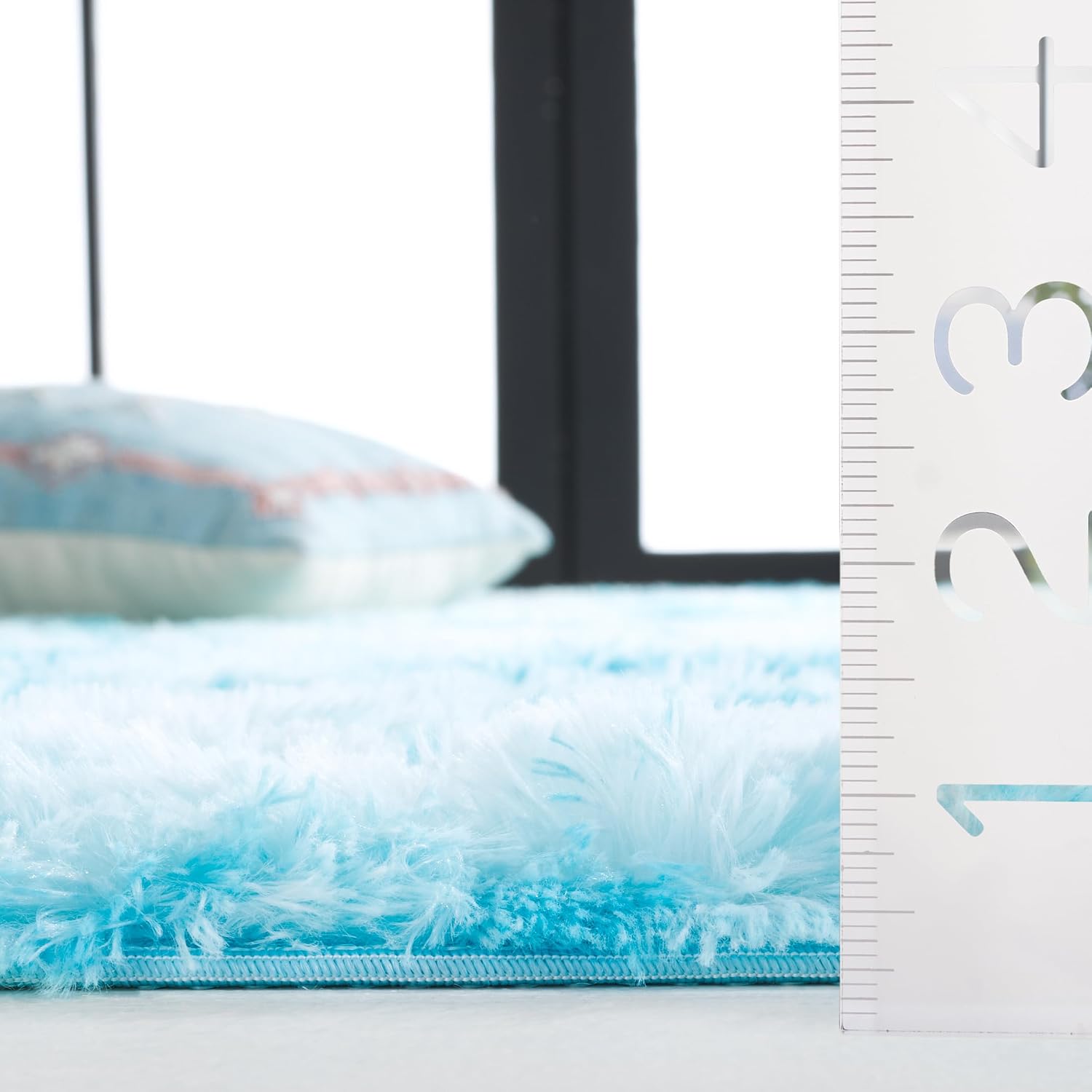 SAFAVIEH Rainbow Shag Collection Area Rug - 8' x 10', Aqua, Slip Resistant, Non-Shedding & Easy Care, 1.6-inch Thick, Ideal for Living Room, Bedroom, Home Office, Dining Space (RBO100J-8)