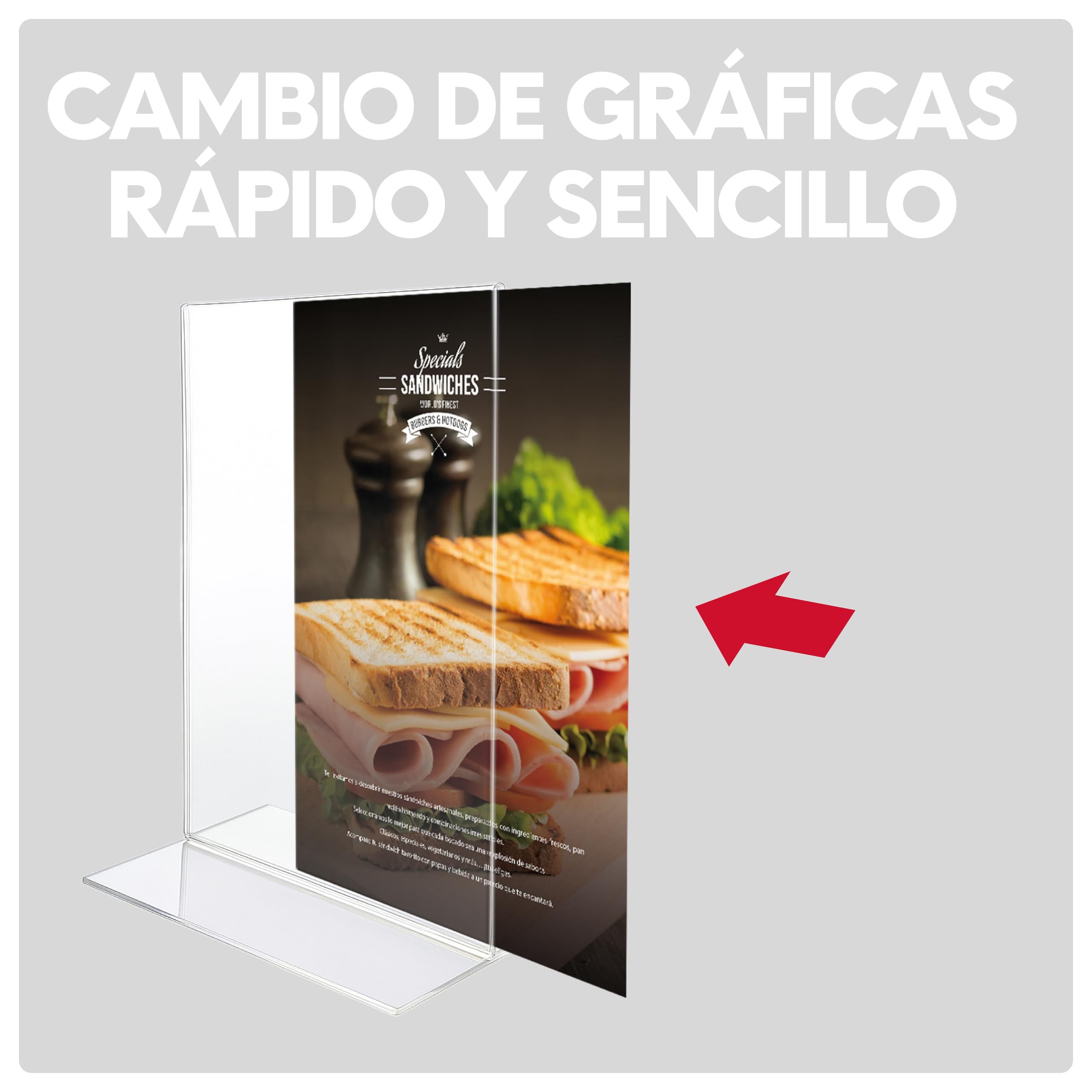 Expositor Metacrilato A3 Vertical - Pack 6unid | Porta Menus Sobremesa Resistente y Fácil Limpieza | Expositor Sobremesa para Publicidad de Tiendas y Cartas de Restaurante