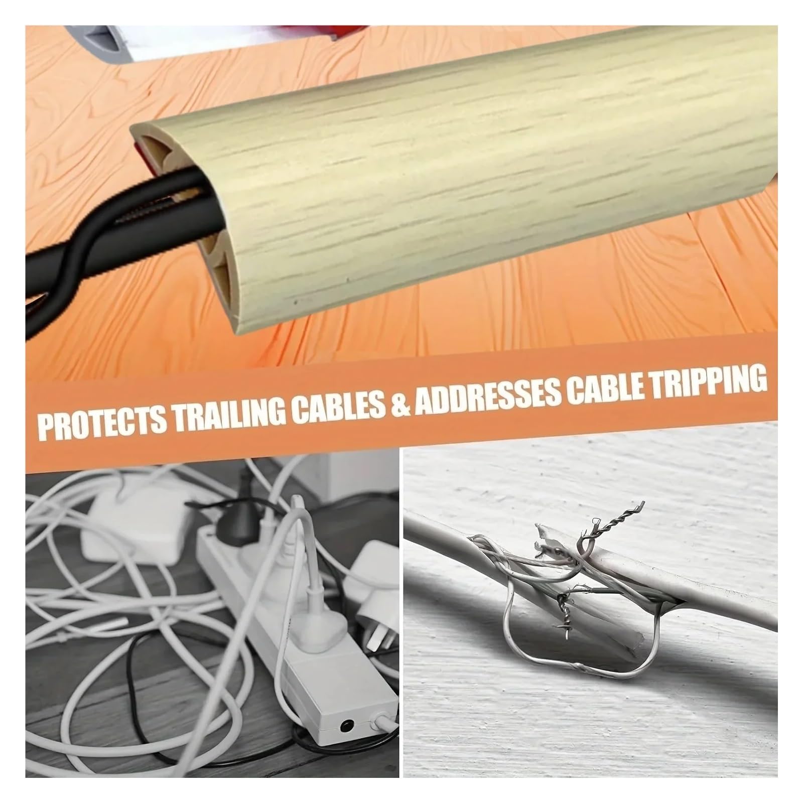 Canalina Passacavi da Pavimento 1PC 1M/2M/3 Metri Grano di Legno Acero Pavimento Copertura del Cavo PVC Protezione Hider cavo Alimentazione Maniche Estensione Della Parete Filo Elettrico(3.0m)