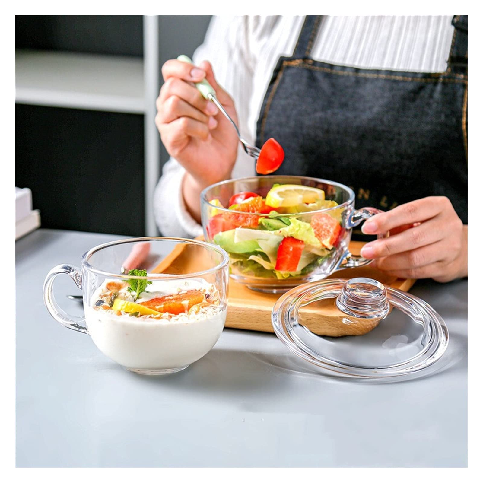 4 Bols En Verre Avec Couvercles Hermétiques - Parfaits Pour Meal Prep, Frigo, Congélateur, Soupe, Salade - 7
