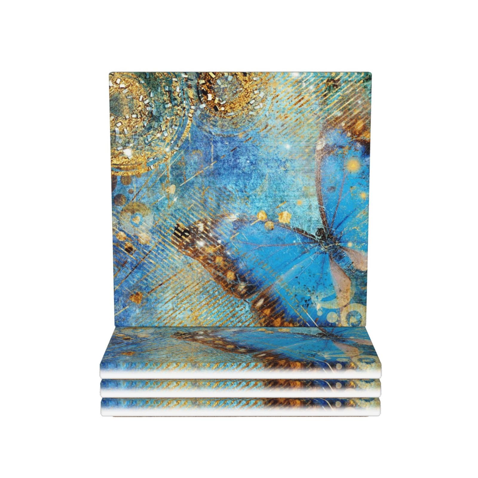 Dessous de verre céramique papillon rouillé set de table absorbant et décoratif