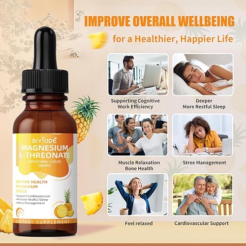 Miniatura 3 de Gotas líquidas de L-treonato de magnesio que restauran la salud Los niveles de magnesio apoyan cardiovascular promueve el control del estrés del