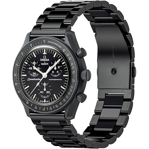 Bands for Moonswatch Watch,Metal Strap Compatible with Omega X Swatch Moonswatch Speedmaster Etc 20mm Watch,Quickly Release Swatch Omega Moonswatch Stainless Replacement Band