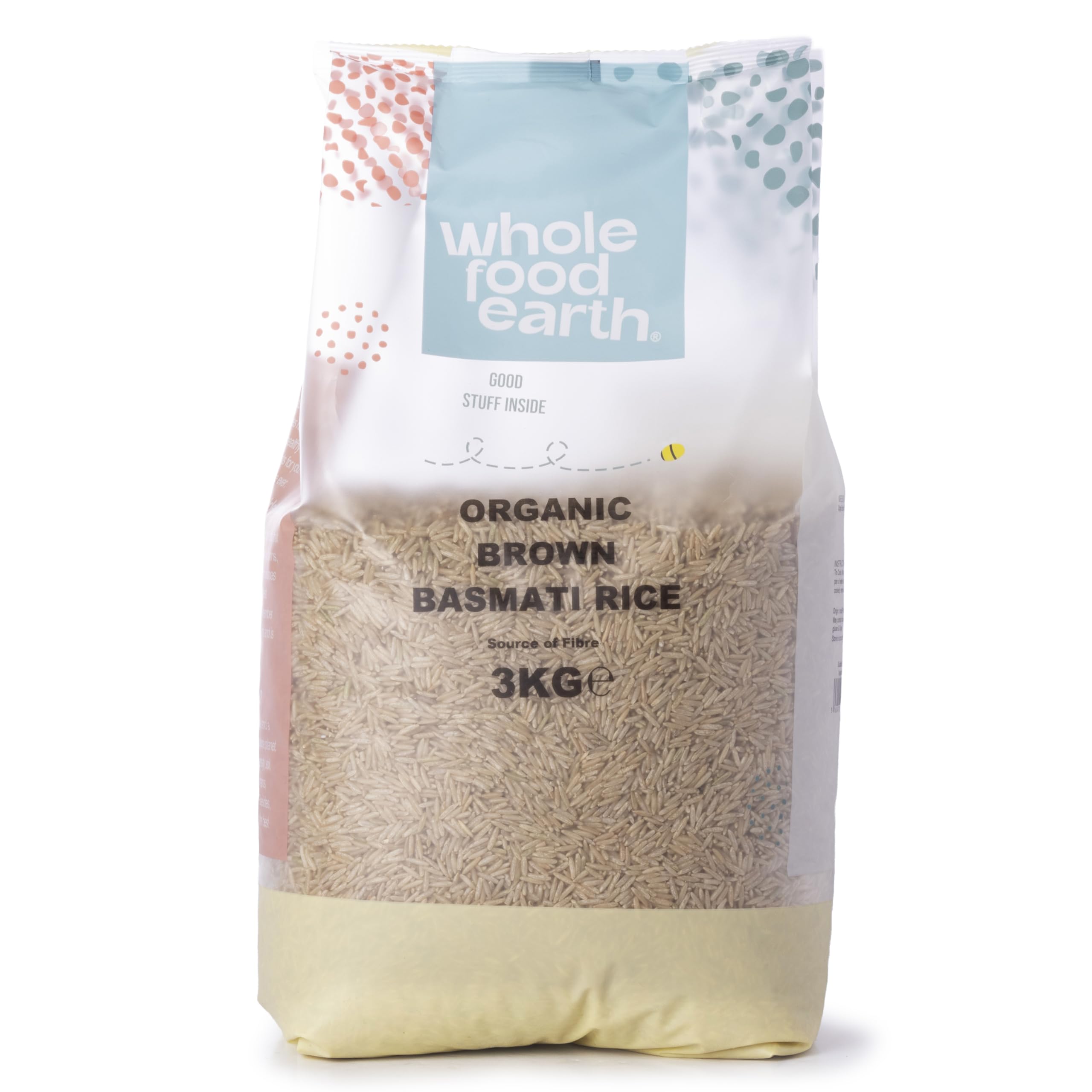 Wholefood Earth Organic Brown Basmati Rice 3 kg, Certified, Long Grain, GMO Free