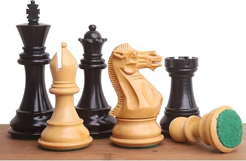 Miniatura 1 de RoyalChessMall-3.9" Juego de piezas de ajedrez Staunton profesionales, madera de ébano con triple peso