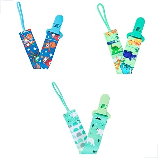 Kit 3 Prendedores de Chupeta Pietra Baby Estampado Feminino Masculino Bebês Universal (Robôzinho/Dinossauro/Urso Polar)
