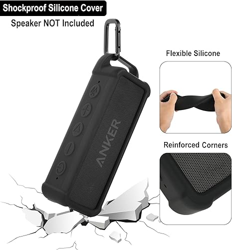 Miniatura 2 de TXEsign Funda de silicona compatible con altavoz Bluetooth portátil Anker Soundcore 2, funda protectora de viaje con asa y mosquetón para altavoz