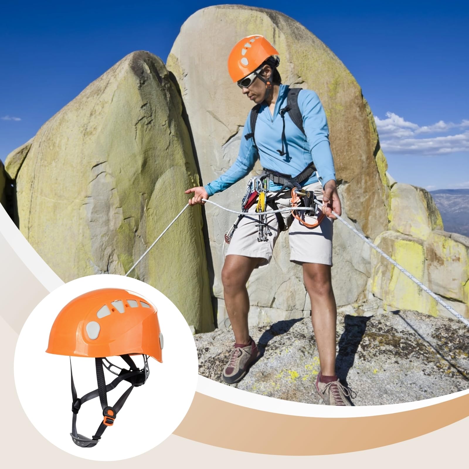 ABS+PC-Bau-Kletterhelm für Outdoor-Abenteuer, verstellbar und leicht, perfekt für Bergsteigen und Höhlenforschung
