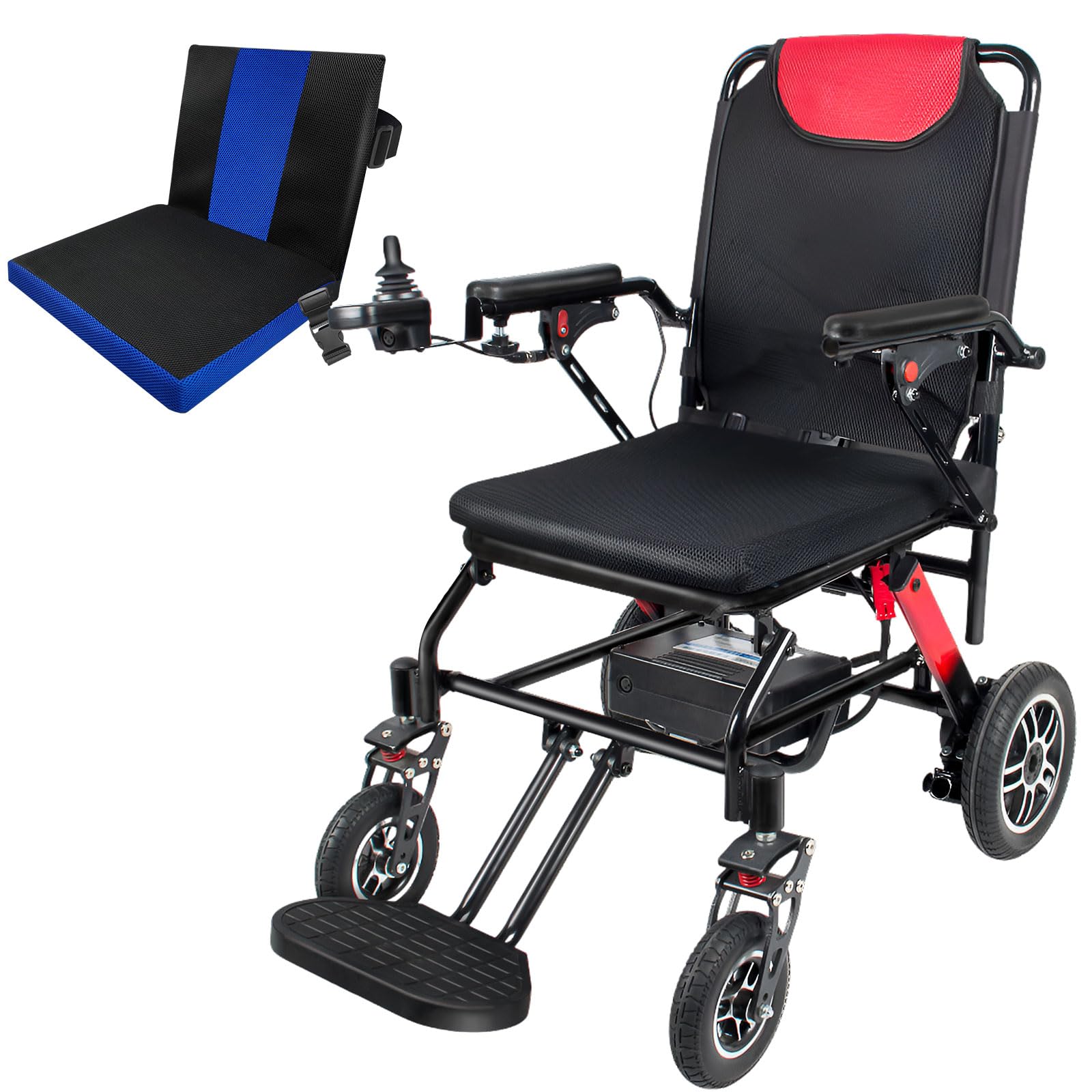 Silla de ruedas eléctrica plegable ligera 19,8 kg 20 km silla de ruedas eléctrica para personas mayores con motores dobles de 400 W, batería de litio extraíble de 24 V y 12 Ah, velocidad ajustable de