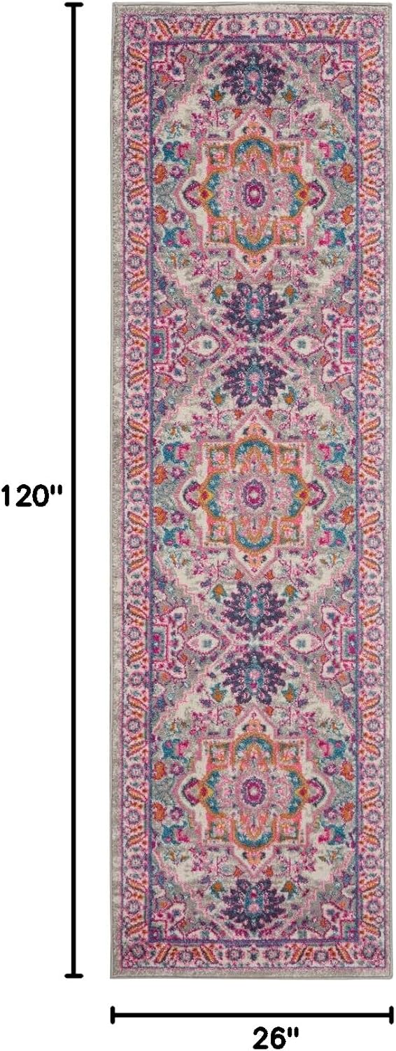Nourison Home Passion Light Grey Pink 2'2" x 10' Area Rug - Easy Clean, Non Shedding, Bed Room, Living Room, Dining Room, Kitchen (10' Runner)