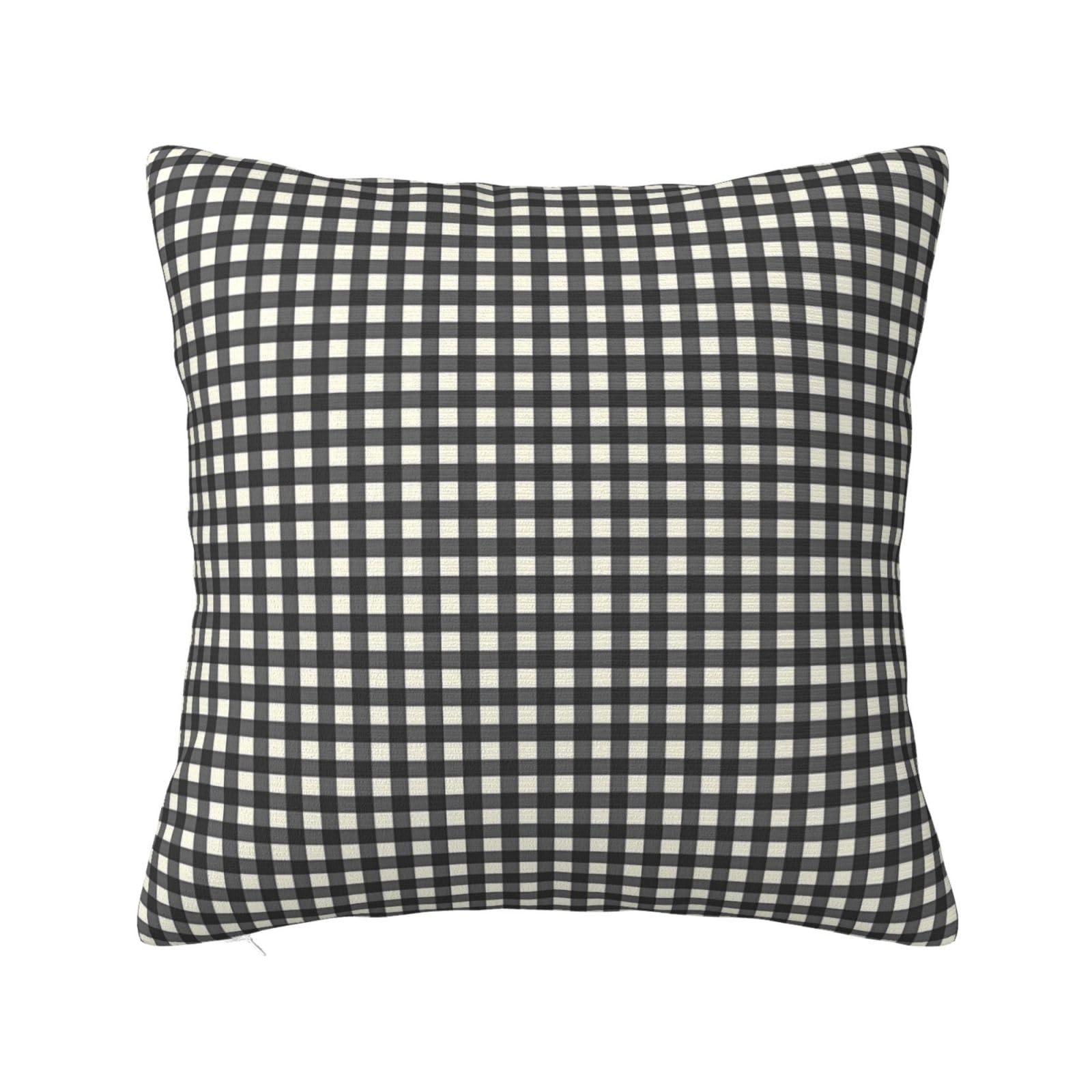 Vintage Black White Plaid Pillowcase 24"x24"
