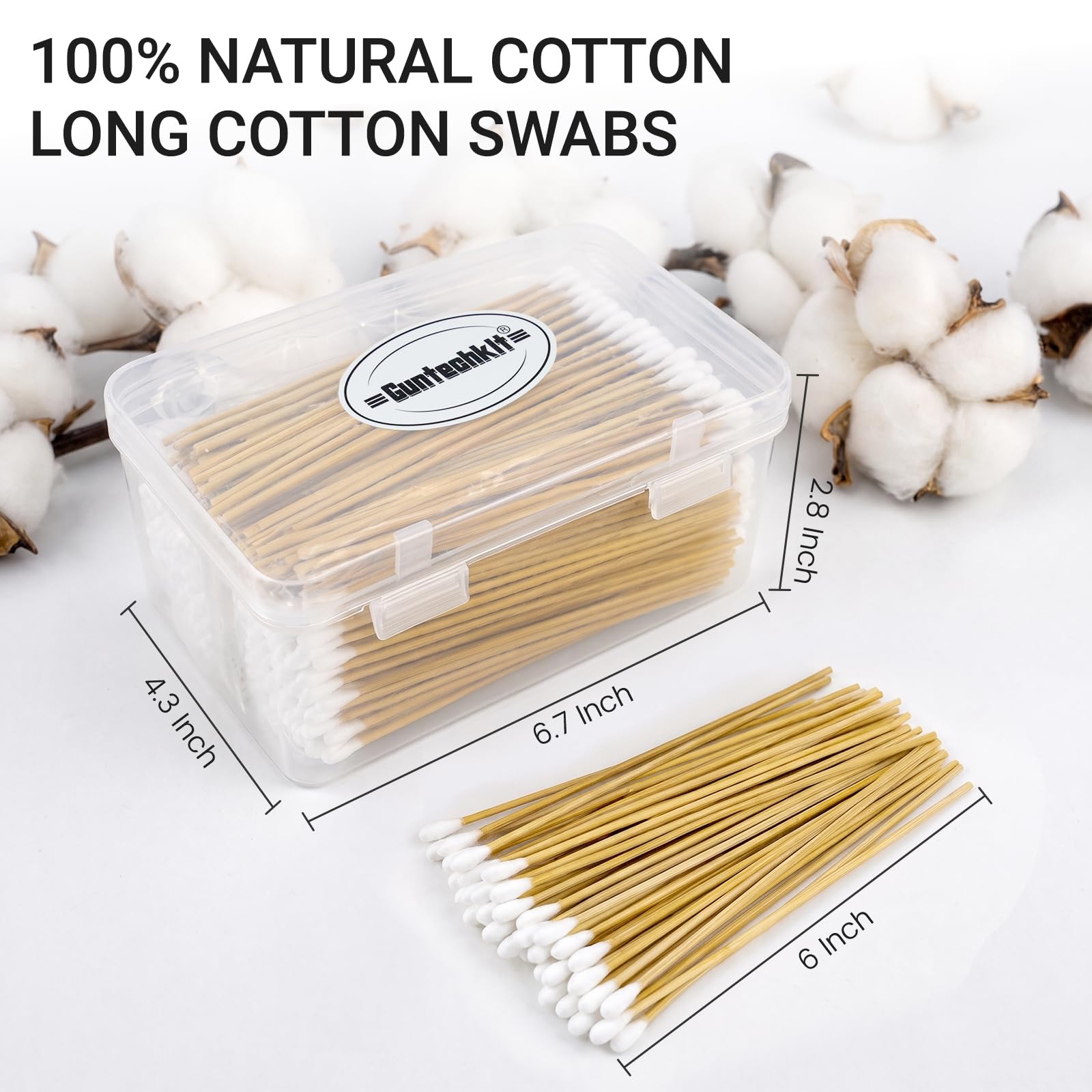 500/1000 hisopos largos de algodón sin pelusa de 6 pulgadas, hisopos de limpieza de pistola de algodón puro con tallo duradero, también se adaptan a maquillaje, cuidado de mascotas, electrónica, hogar