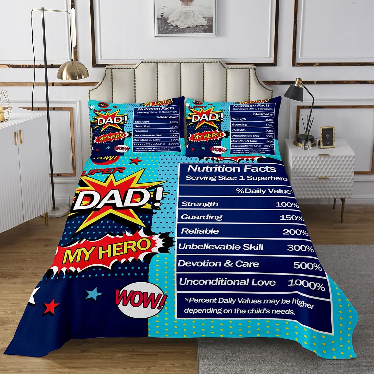 Homemissing Regali per papà Trapuntato Copriletto Trapuntato Regalo Papà Regalo Da Figlia Figlio Moglie Set Copriletto Trapunta Per Papà Festa Del Papà Regalo Di Compleanno Regalo Trapuntato Per Papà