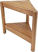 Vista 8 de Asta Select - Taburete de ducha de esquina de teca maciza, taburete de madera de teca Poratble para spa/ducha/interior/exterior con estante